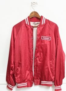 Vintage K-Brand 1980s Red Satin Jacket Fruehauf